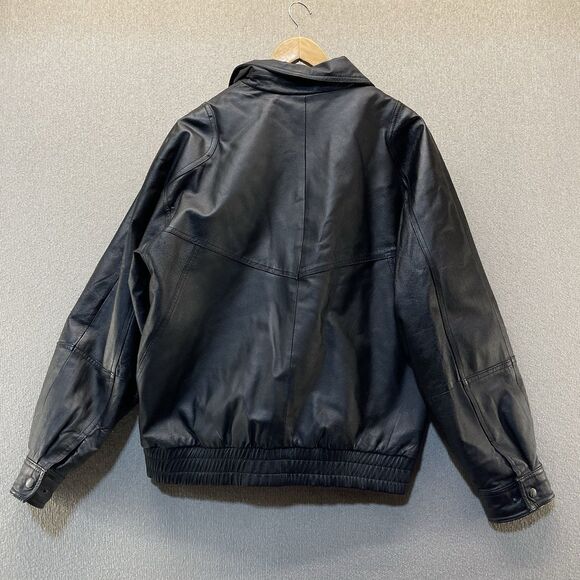 TownCraft Leather Bomber Jacket Men's Large Quilted Removable Liner Full Zip - Picture 2 of 11